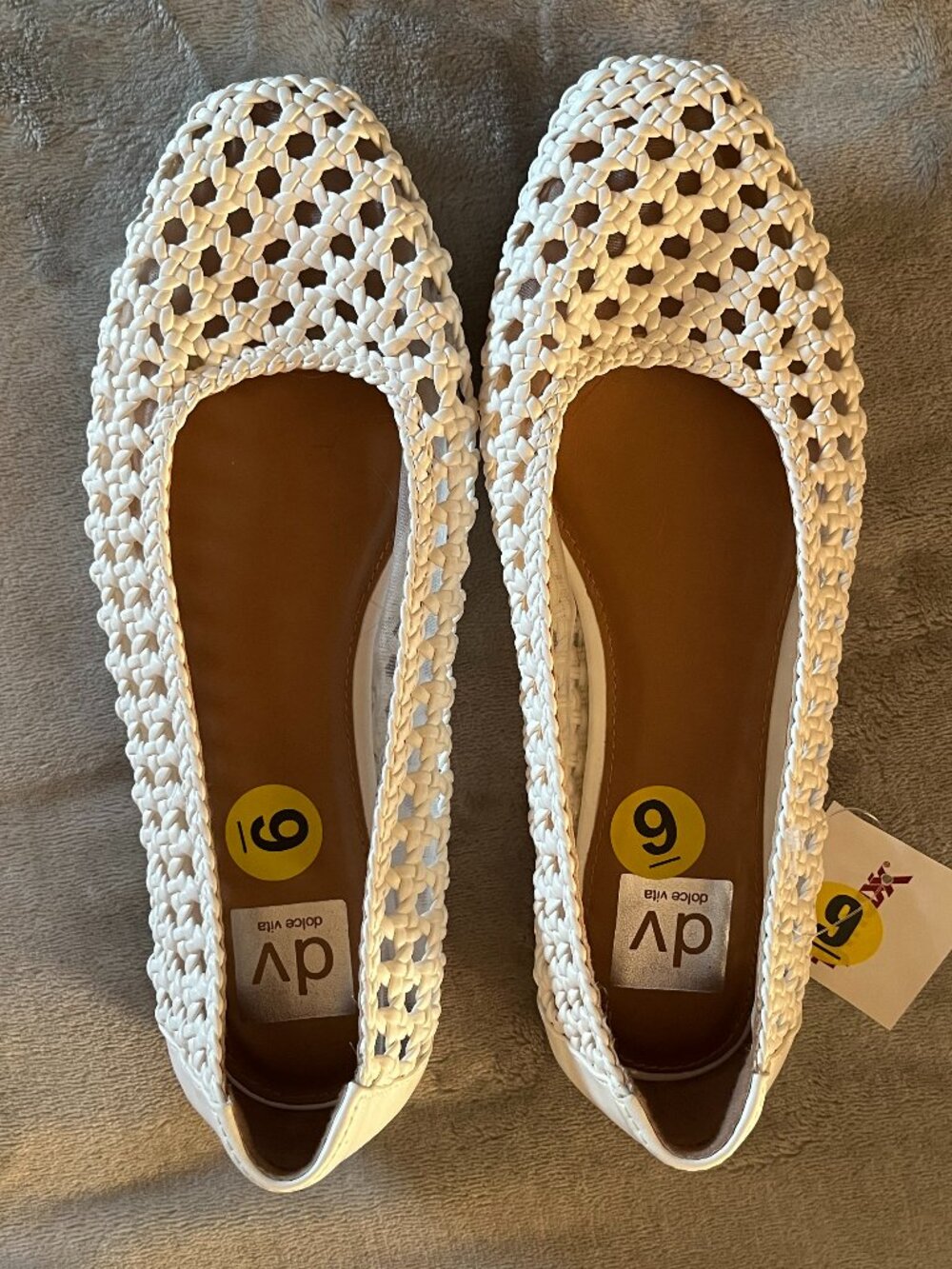 NEW} Dolce Vita Basketweave Flat Shoes, Cream/Size 9